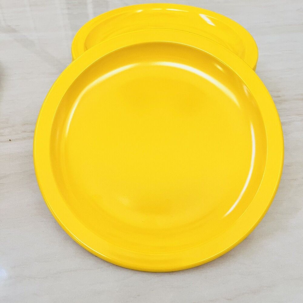 8pc Vintage Texas Ware #138 Melmac Salad Plate Bright Yellow Dallas USA